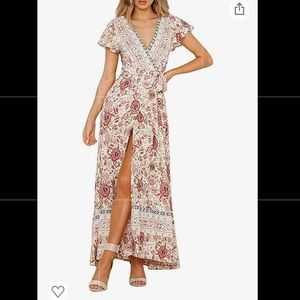 Floral Bohemian Wrap Dress